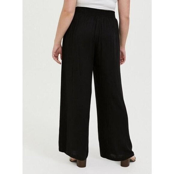 Torrid Women's 4X Pull-On Tie Front Pant Wide Leg Stretch Crepe High-Rise NWT - Picture 3 of 9